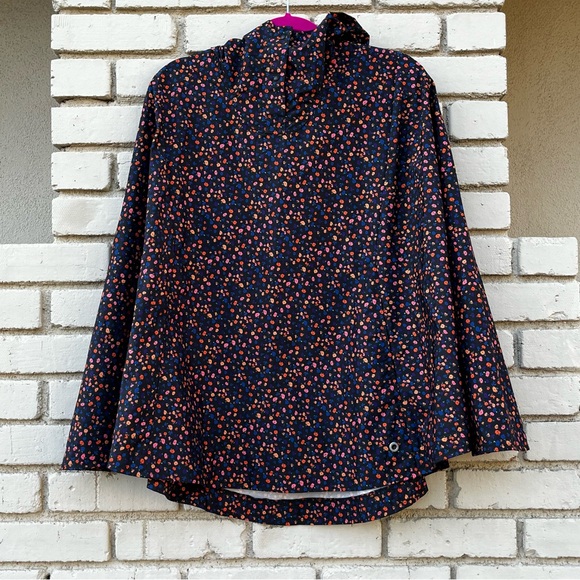 NWT Herschel Supply Company Floral Rain Poncho in Blue - Size XS/S - Picture 1 of 7